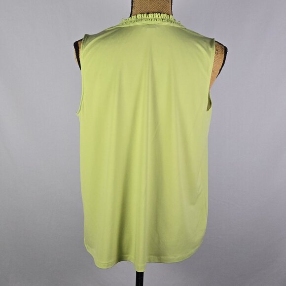 Ann Taylor Factory Green Sleeveless Blouse‎ Medium Tie Neck Minimalist Chic - Picture 3 of 11